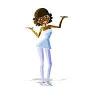 cartoon woman in cocktail dress N3