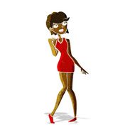 cartoon woman in cocktail dress N4