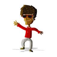 cartoon waving cool guy