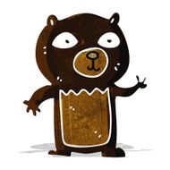 cartoon waving black bear cub N7