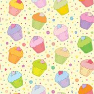 Sweet colorful muffins vector seamless background