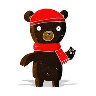 cartoon waving black bear N10