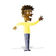 cartoon happy boy waving N4