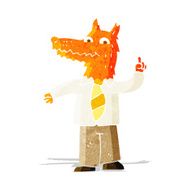 cartoon business fox with idea
