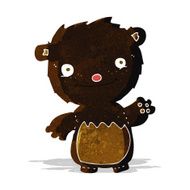 cartoon waving black bear cub N8