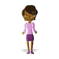 cartoon happy woman shrugging shoulders N2