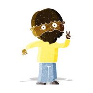 Cartoon Man Giving Peace Sign N13