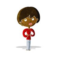 cartoon woman making Who Me? gesture N8