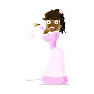 cartoon victorian woman dropping handkerchief N2