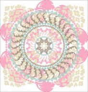 Hand drawn ethnic circular beige ornament N3