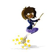 cartoon witch riding broomstick N4
