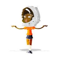 cartoon woman wearing space helmet N3