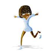cartoon woman kicking off sock N2