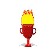cartoon flaming trophy