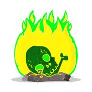 cartoon burning old bones