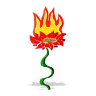 cartoon flower on fire