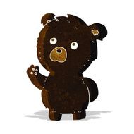 cartoon waving black bear N12