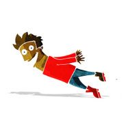 cartoon drenched man flying N2