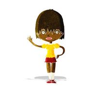 cartoon waving woman N22