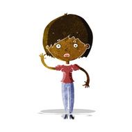 cartoon waving woman N23