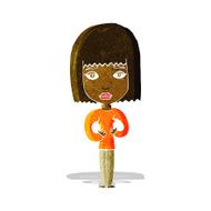 cartoon woman indicating self