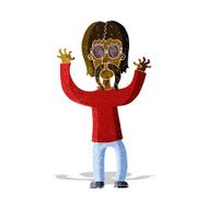 cartoon hippie man waving arms