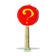 cartoon question mark sign post