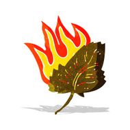cartoon burning dry leaf symbol