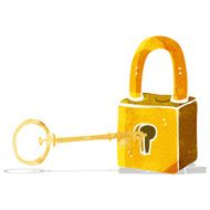 cartoon padlock and key
