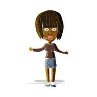 cartoon woman shrugging shoulders N90