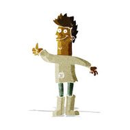 cartoon positive thinking man in rags N2