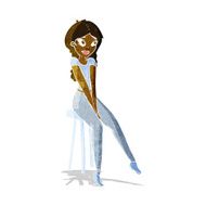 cartoon pretty girl on stool N2