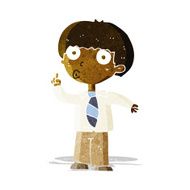 cartoon school boy with question N10
