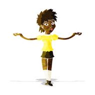 cartoon woman shrugging shoulders N91