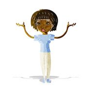 cartoon woman shrugging shoulders N95