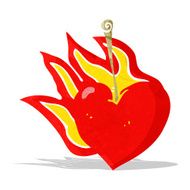 cartoon flaming heart cherry