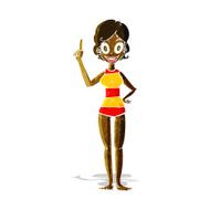 cartoon woman in striped swimsuit N2