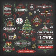Hand Drawn Blackboard Christmas Labels &amp; Badges N2