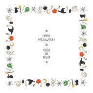 Vector beautiful frame Happy Halloween Trick or treat Illustration Background