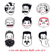 Male characters vector set in doodle style