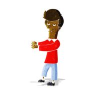 cartoon bored man showing the way N2