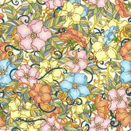 Hand drawn abstract vector floral background