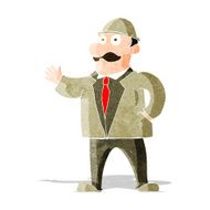 cartoon sensible business man in bowler hat N3