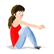 cartoon happy woman sitting N4