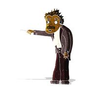 cartoon man trembling with key unlocking N2