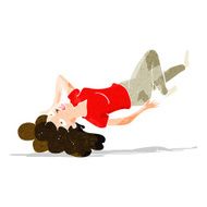 cartoon woman lying on floor N5