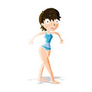 cartoon happy woman in swimming costume N3