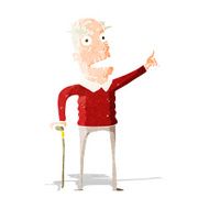 cartoon old man with walking stick N4