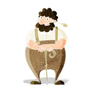 cartoon farmer leaning on walking stick N3