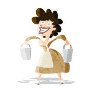 cartoon milkmaid carrying buckets N3